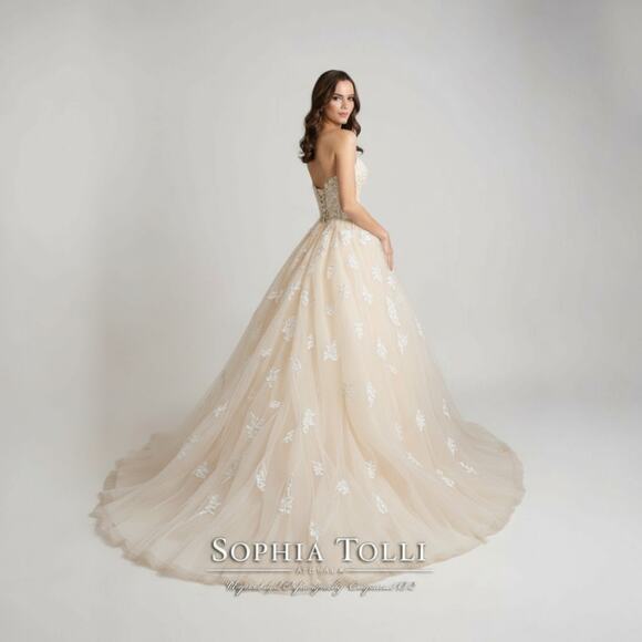 NWT Sophia Toli Wedding Dress Detachable Tulle Skirt Dream Dress Sz 6 Ivory - Picture 4 of 13